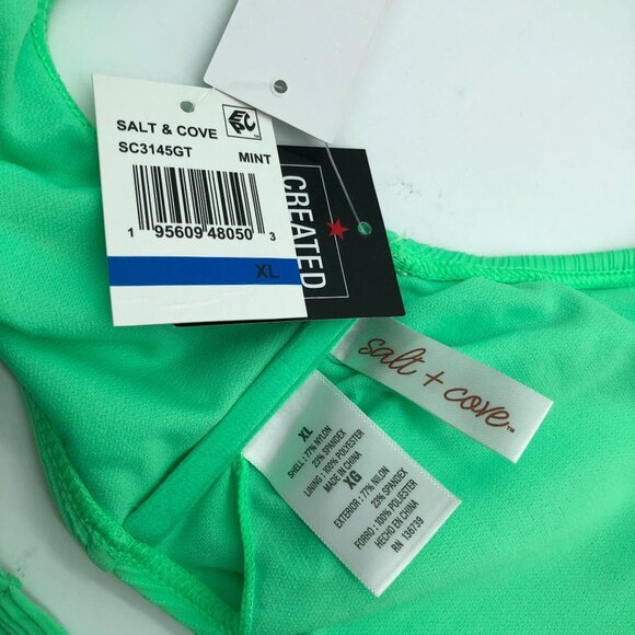 Salt & Cove Womens Mint Green Textured Bikini Swim Top XL - Picture 4 of 5